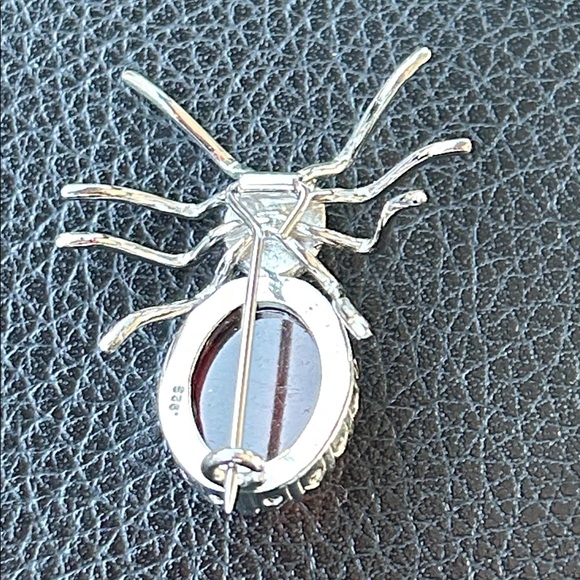Sterling Silver Amber Spider Brooch - Picture 3 of 8